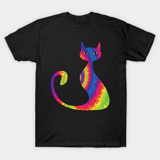 Cat calm tie dye pattern T-Shirt